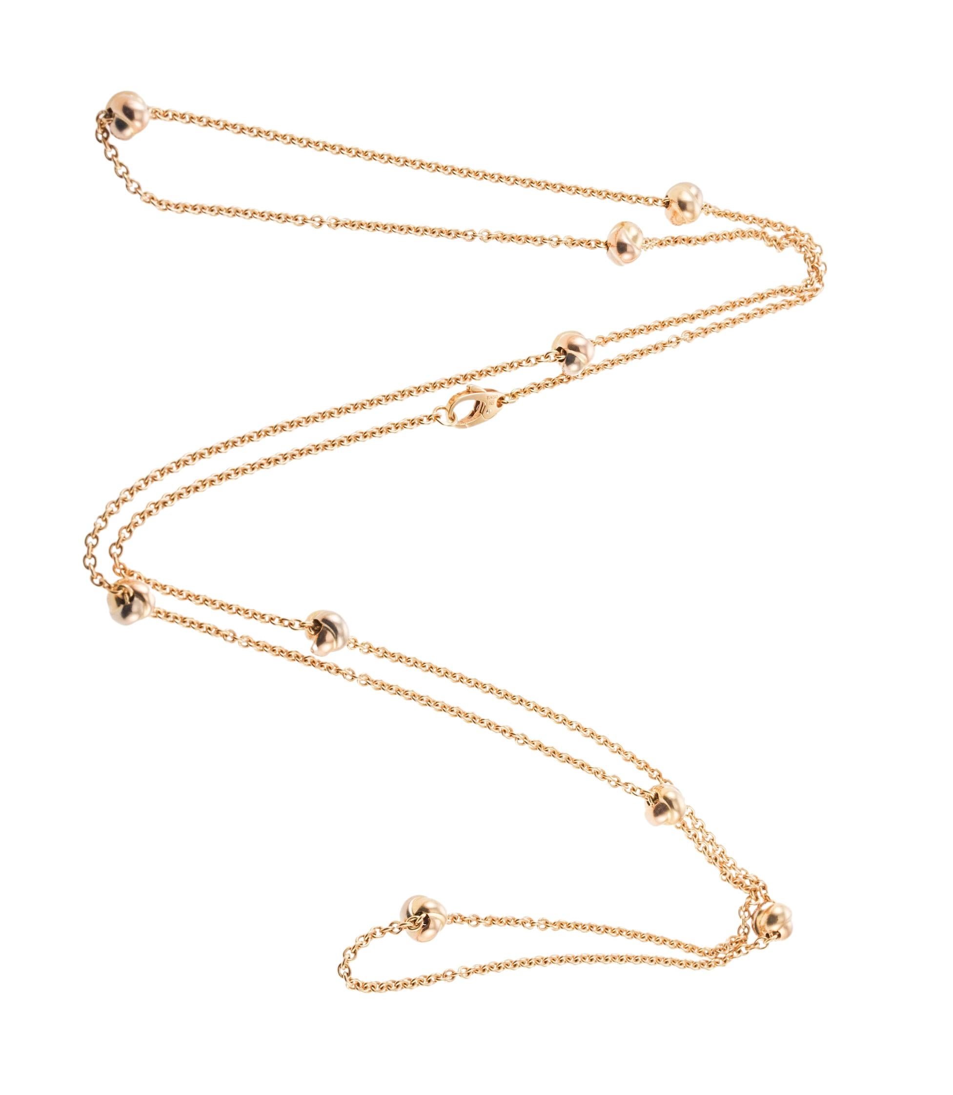 Cartier Trinity Gold Long Station Necklace Chain  In Excellent Condition For Sale In New York, NY