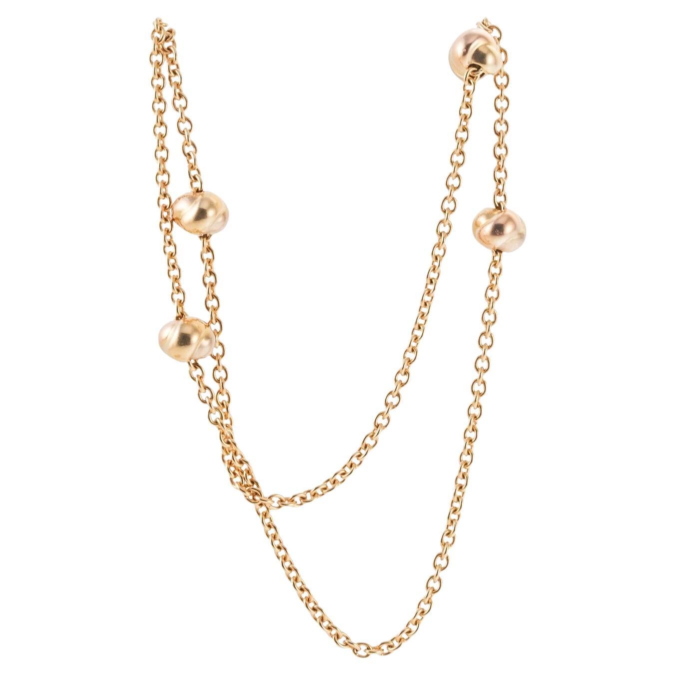 Cartier Trinity Gold Long Station Necklace Chain  For Sale