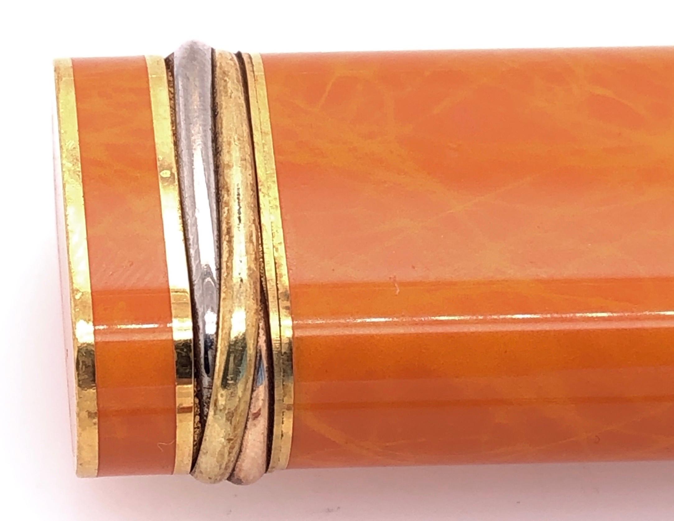 Cartier Trinity Gold-Plated Three Colored Ring Lighter with Rare Orange Lacquer 2