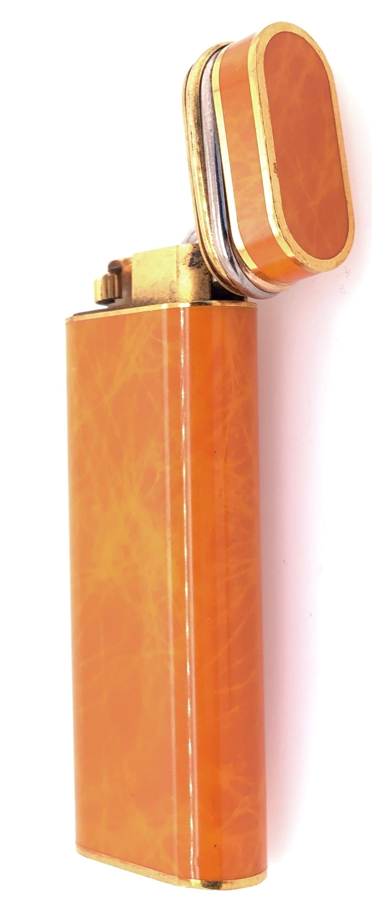 Cartier Trinity Gold-Plated Three Colored Ring Lighter with Rare Orange Lacquer 3