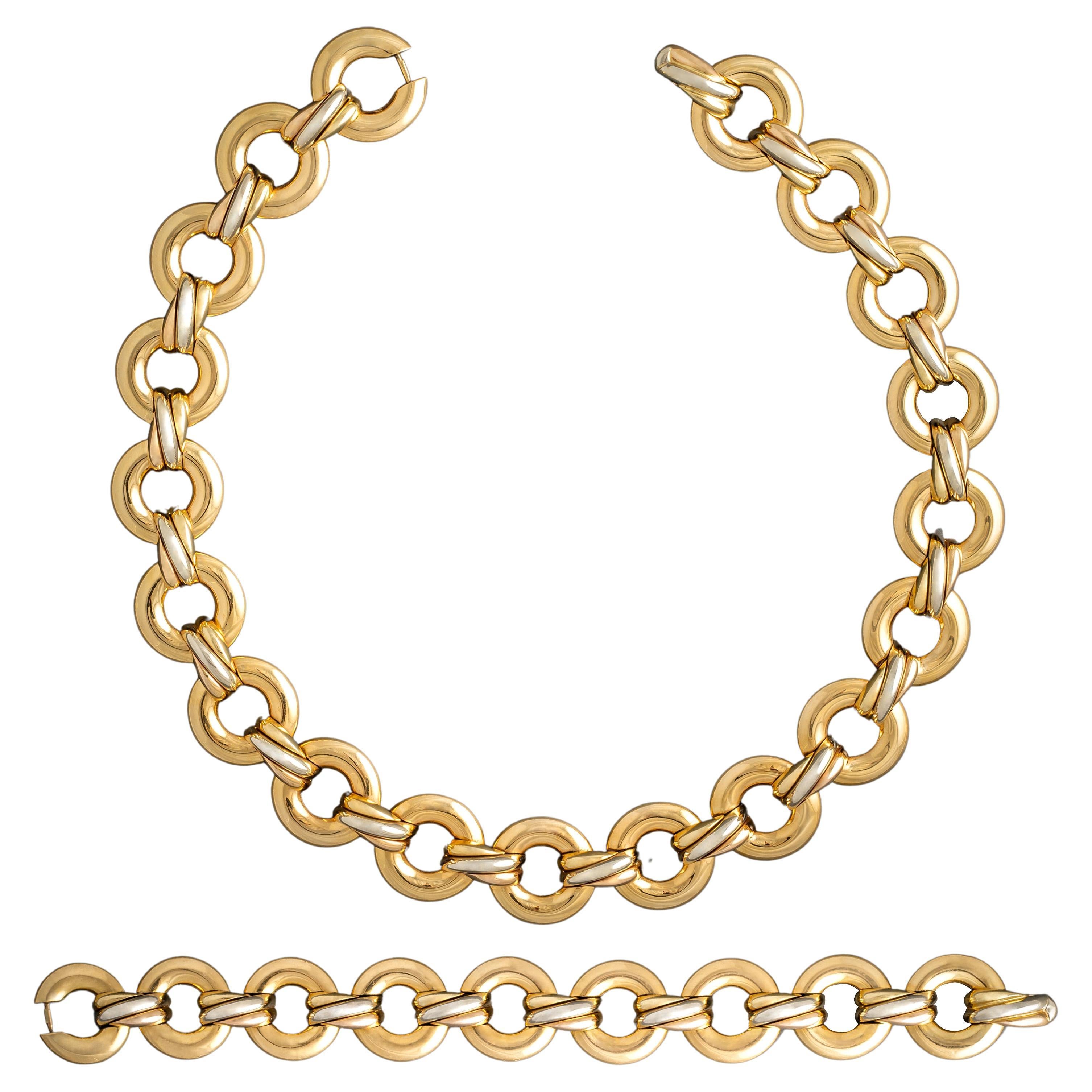 Cartier Trinity Gold Set Necklace and Bracelet