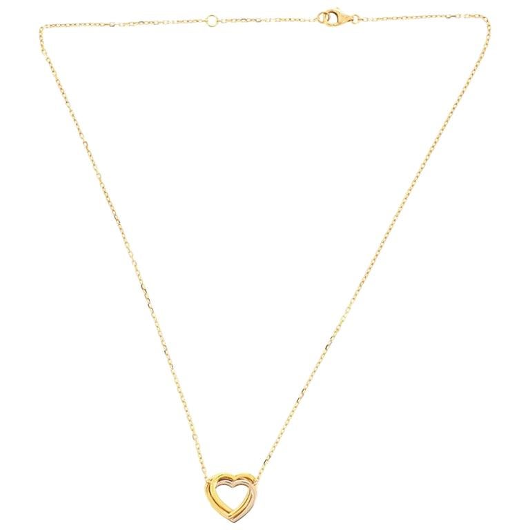 Cartier Trinity Heart Pendant Necklace 18 Karat Tricolor Gold