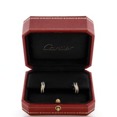 Cartier Trinity Hoop Earrings 18K Tricolor Gold with Pave Diamonds Small