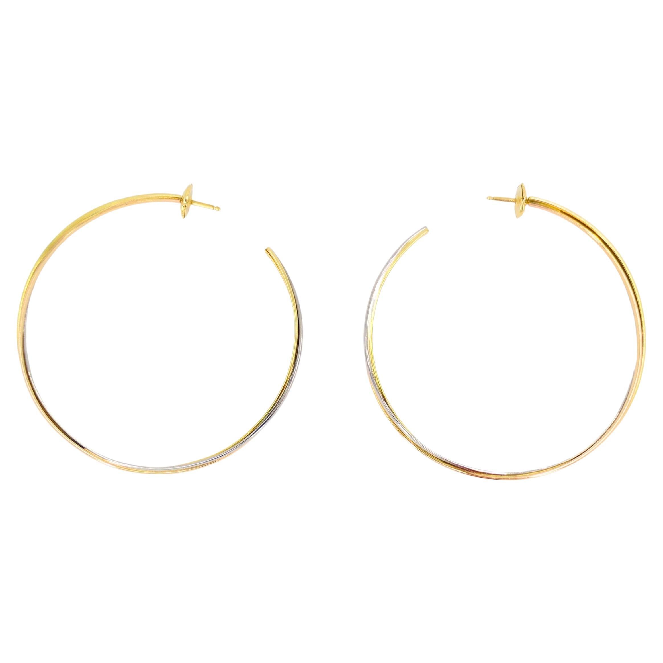 Cartier Trinity Hoop Earrings Tri-Color Gold For Sale