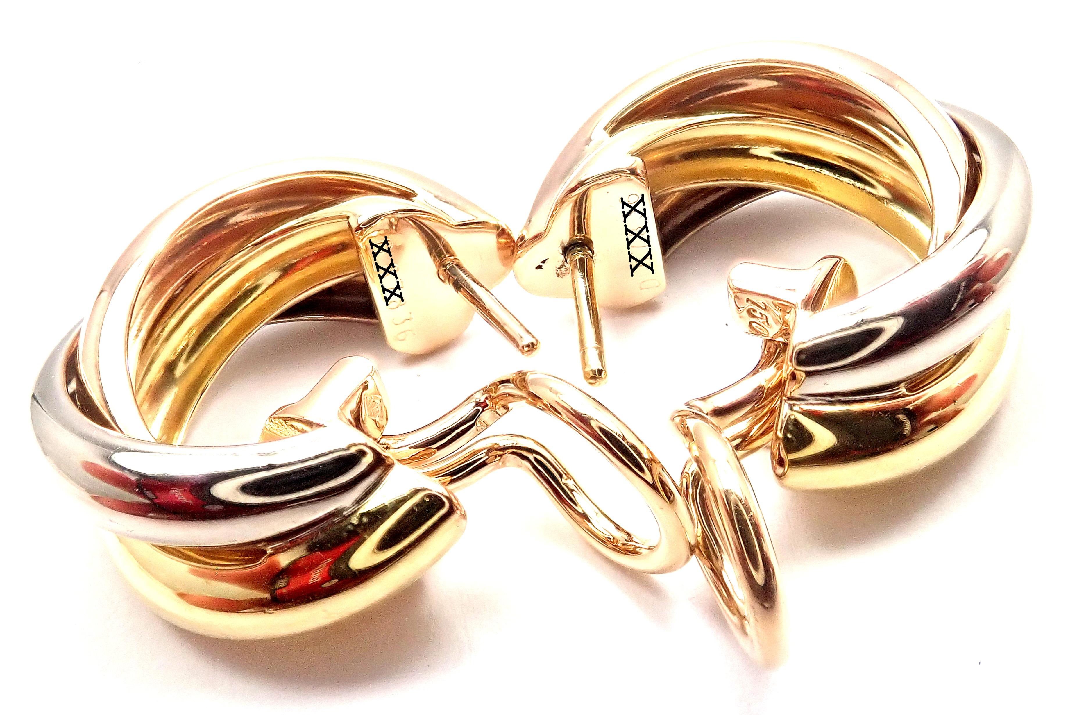 Cartier Trinity Hoop Tri-Color Gold Earrings 3