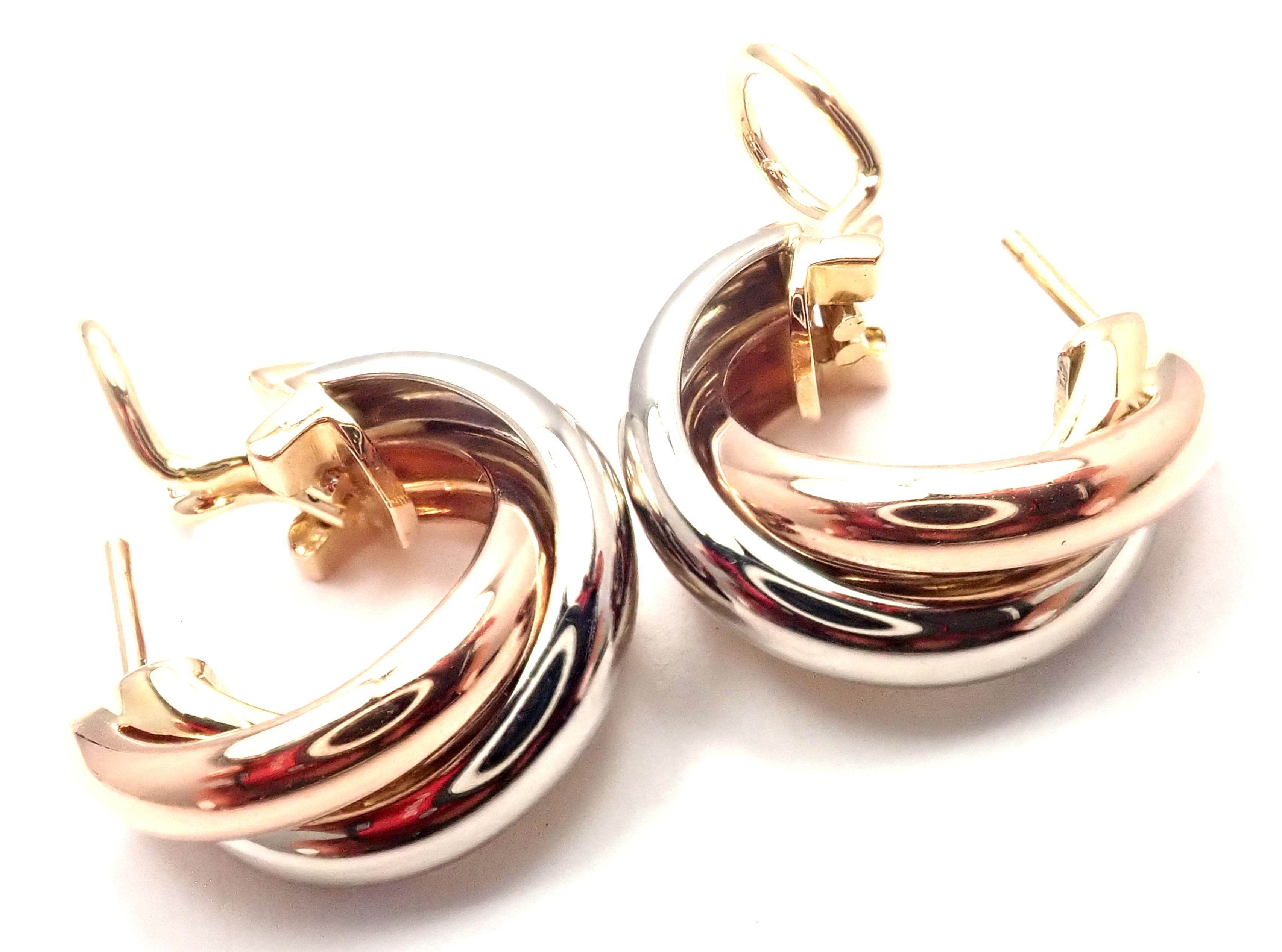 Cartier Trinity Hoop Tri-Color Gold Earrings 4