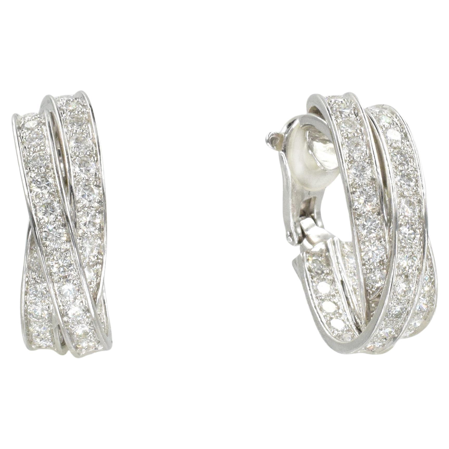 Boucles d'oreilles Cartier "Trinity" avec diamants à l'intérieur Français en vente