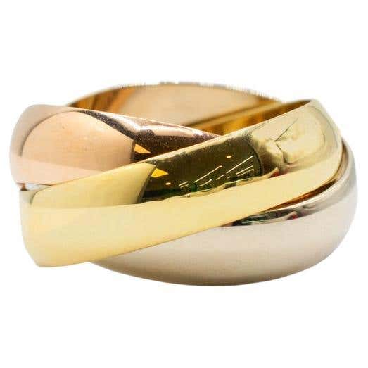 Three Gold Rings Cartier Trinity Tri Color 18K Yellow, Rose and White Gold Interlock ...