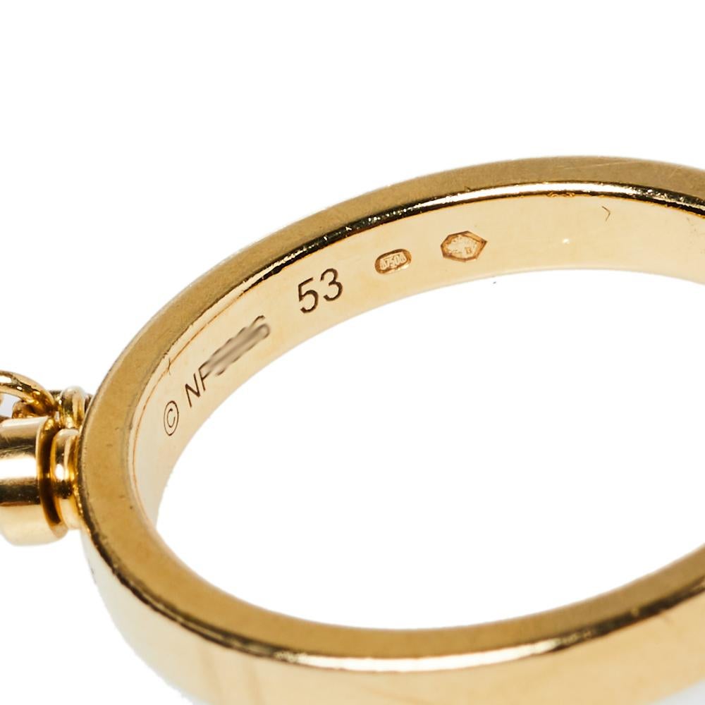 Cartier Trinity Knot Charm Diamond 18K Three Tone Gold Ring Size 53 1