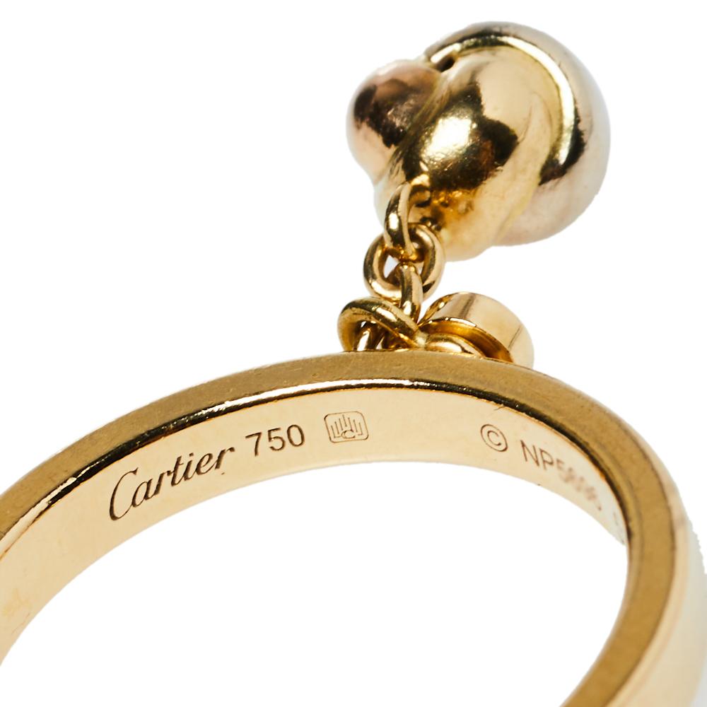 Cartier Trinity Knot Charm Diamond 18K Three Tone Gold Ring Size 53 2