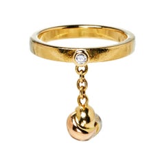 Cartier Trinity Knot Charm Diamond 18K Three Tone Gold Ring Size 53