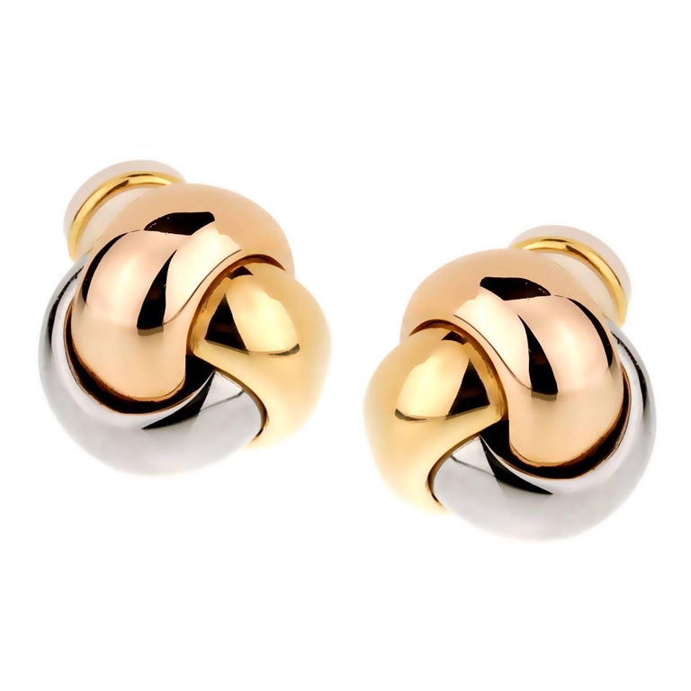 Cartier Trinity Knot Gold Earrings For Sale at 1stDibs
