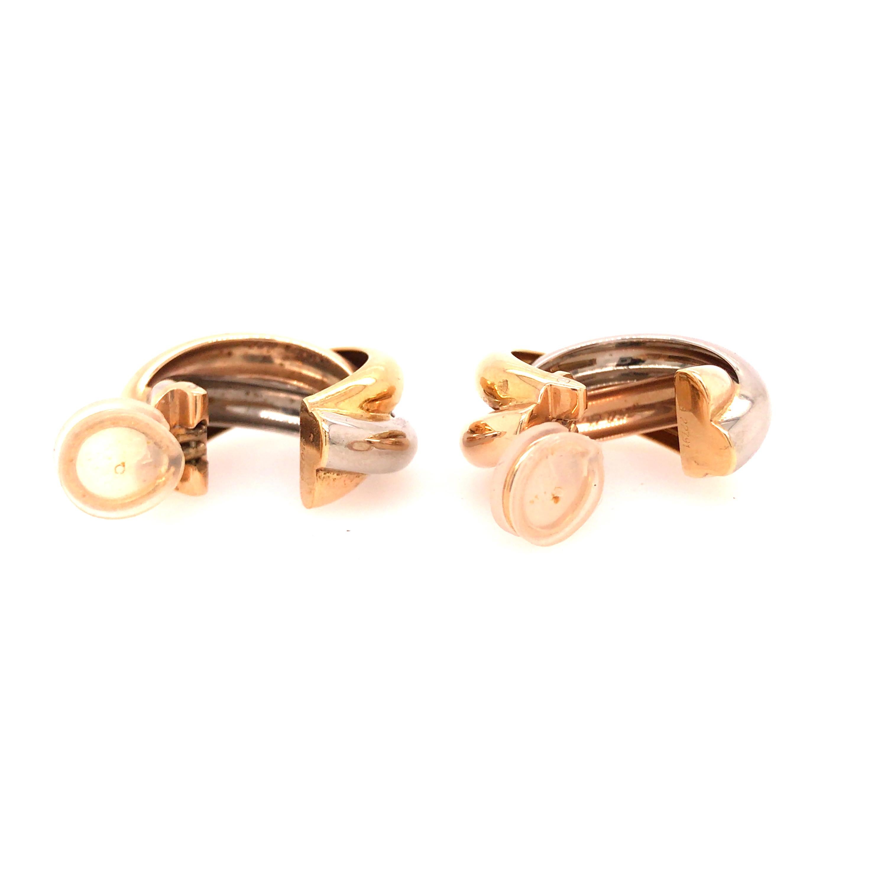 Cartier Trinity Large 18K Tri-Color Gold Hoop Earrings In Good Condition In Boca Raton, FL