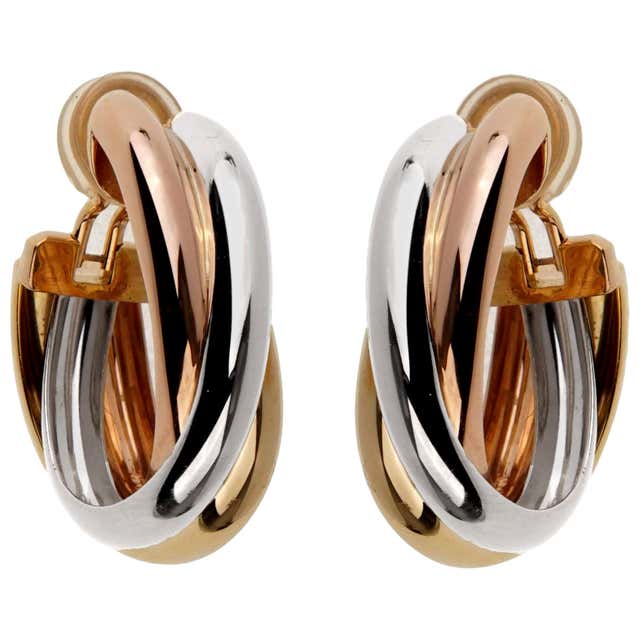 Cartier Trinity Large Gold Hoop Earrings at 1stDibs