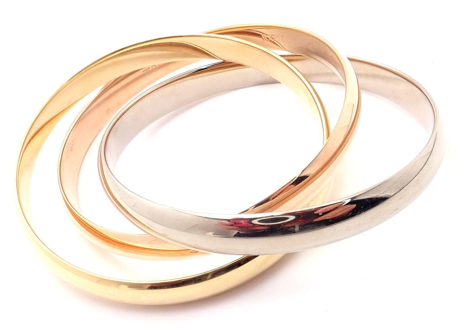 Cartier Trinity Large Model Medium Size Tricolor Gold Bangle Bracelet 1