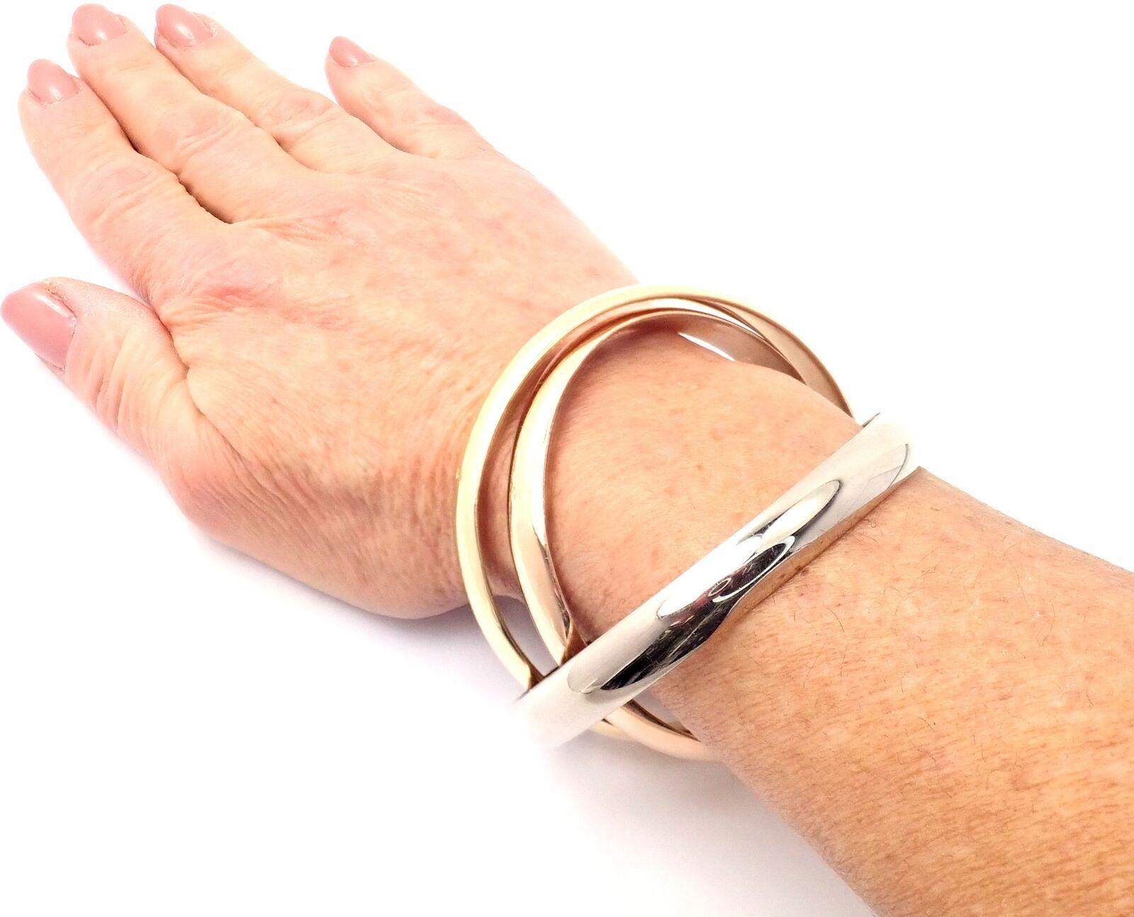Cartier Trinity Large Model Medium Size Tricolor Gold Bangle Bracelet 2