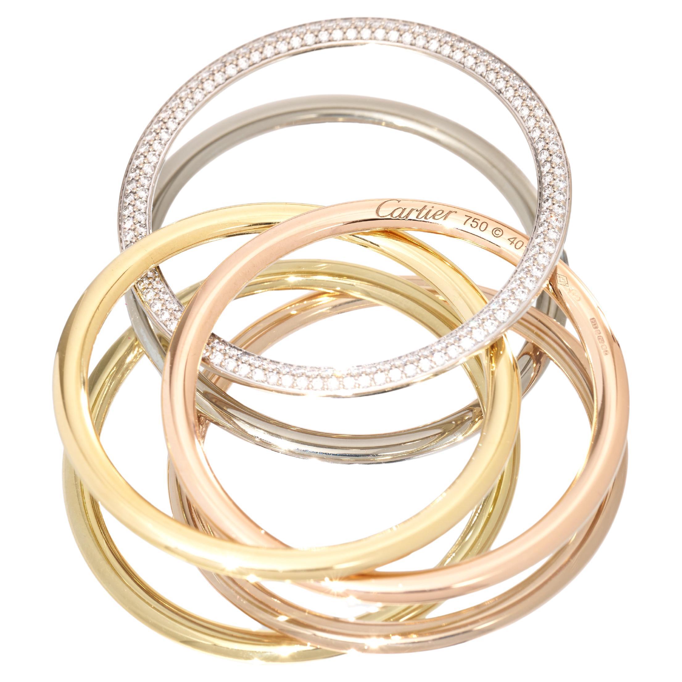 Cartier Trinity Loop Halskette Groß 0,9CT Diamanten 18K Gelb Rose Weißgold