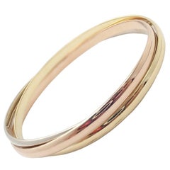 Cartier Trinity Medium Model Rolling Tricolor Gold Bangle Bracelet