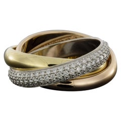 Cartier Trinity Mixed Metals 0.99 Carat Round Diamond Band Ring
