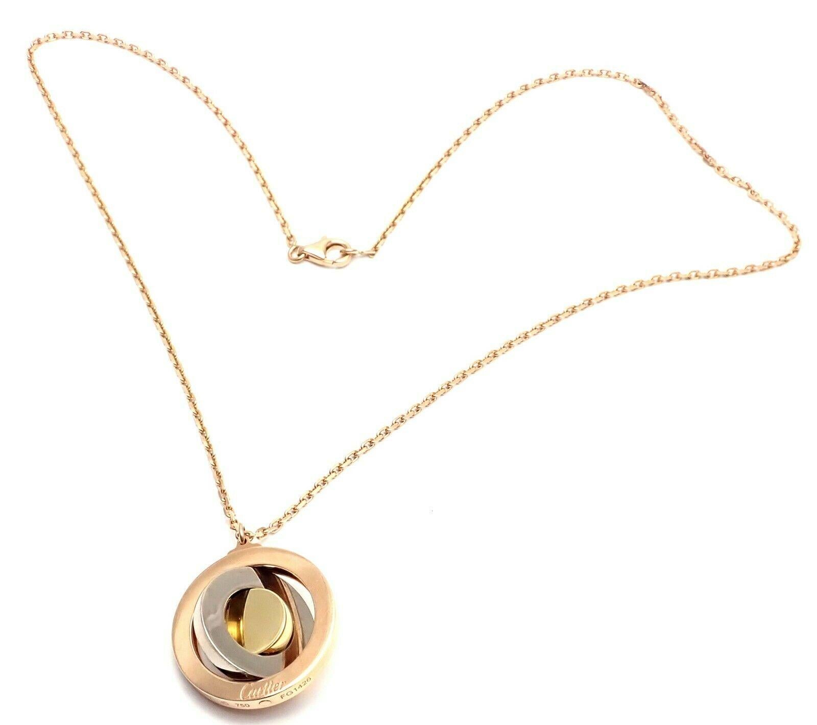 Cartier Trinity Movable Disc Tri-Color Gold Pendant Necklace 4