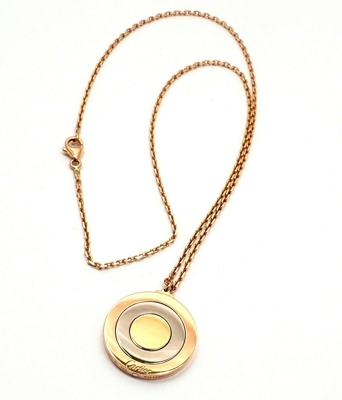 Women's or Men's Cartier Trinity Movable Disc Tri-Color Gold Pendant Necklace