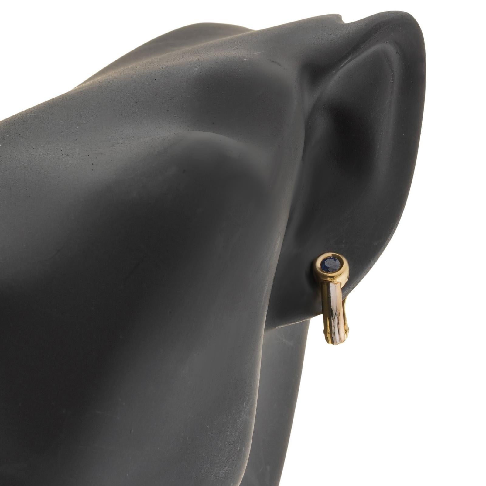 CARTIER Trinity Multicolor Sapphire Yellow Gold Earrings In Excellent Condition For Sale In New York, NY