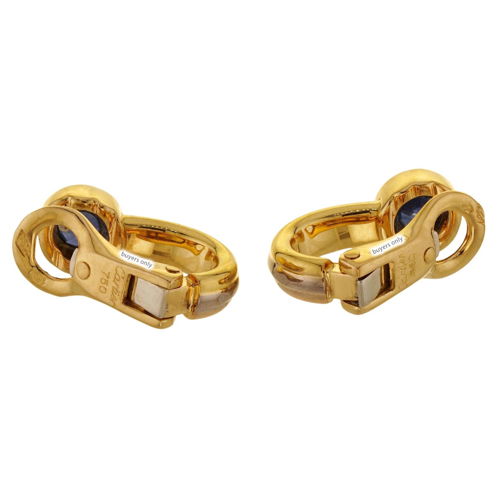CARTIER Trinity Multicolor Sapphire Yellow Gold Earrings For Sale 1
