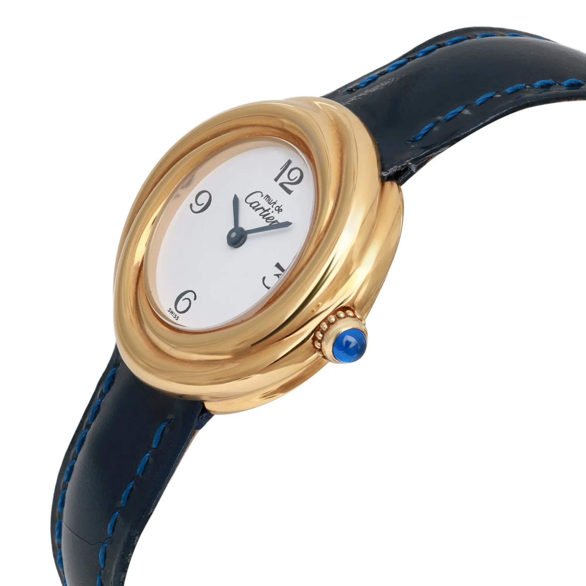 Cartier Trinity Must De Gold Plated Sterling Silver White Dial Watch W1010844 In Good Condition In New York, NY