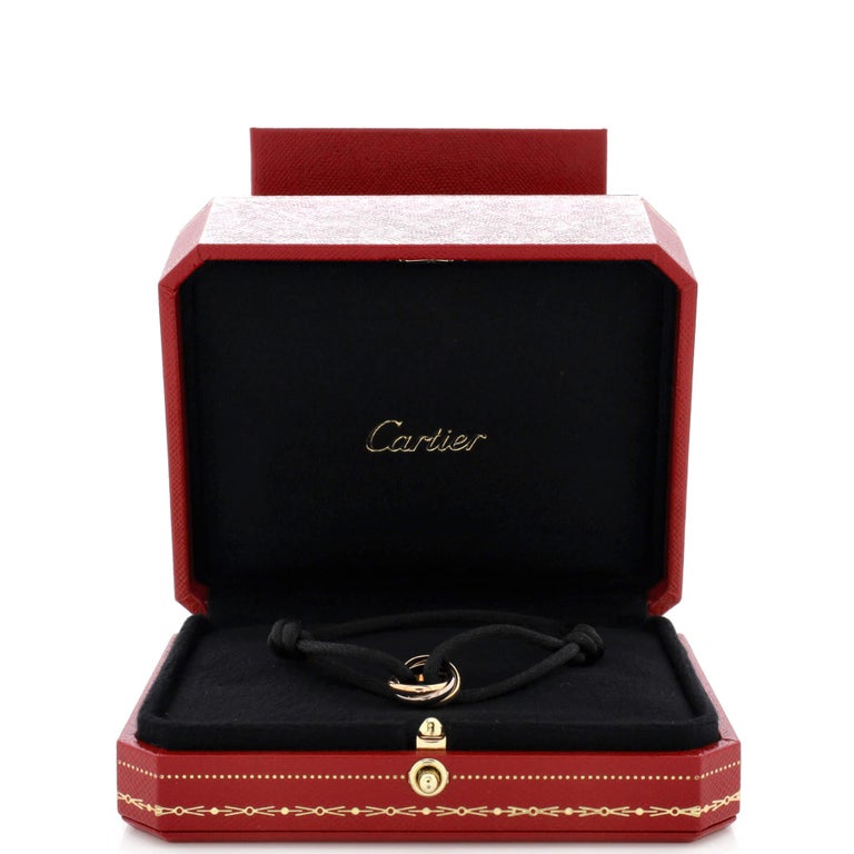 Cartier 18K Tricolor Gold Estate Trinity Bracelet on Green Silk Cord
