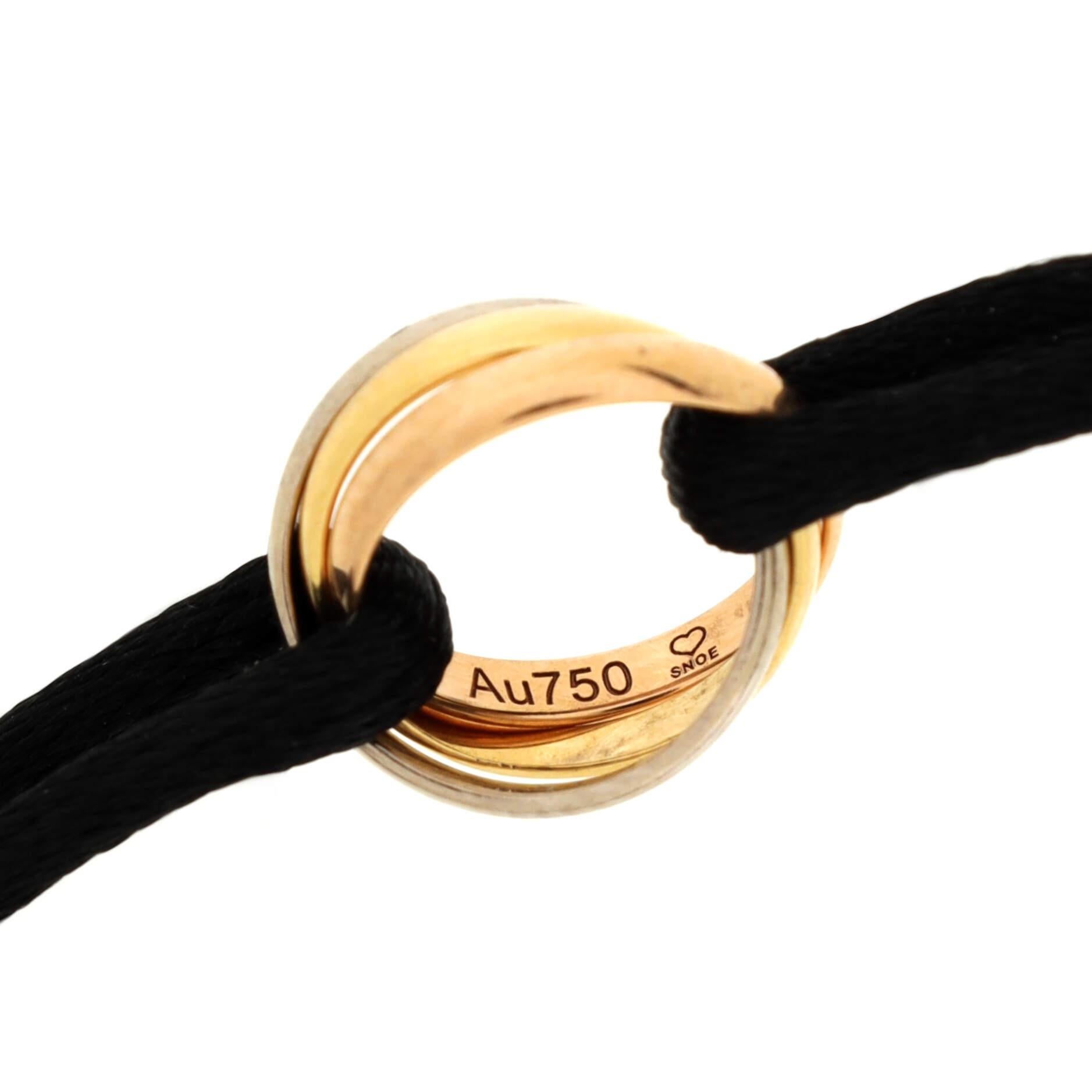 Cartier Bracelet Trinity On Cord en cordon de soie avec or tricolore 18 carats 1