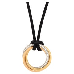 Cartier Trinity on Cord Necklace Silk Cord with 18K Tricolor Gold and Diamonds