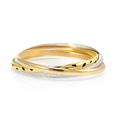 Cartier Trinity Panthere 18 Karat Yellow Gold Diamond Slip on Bangle