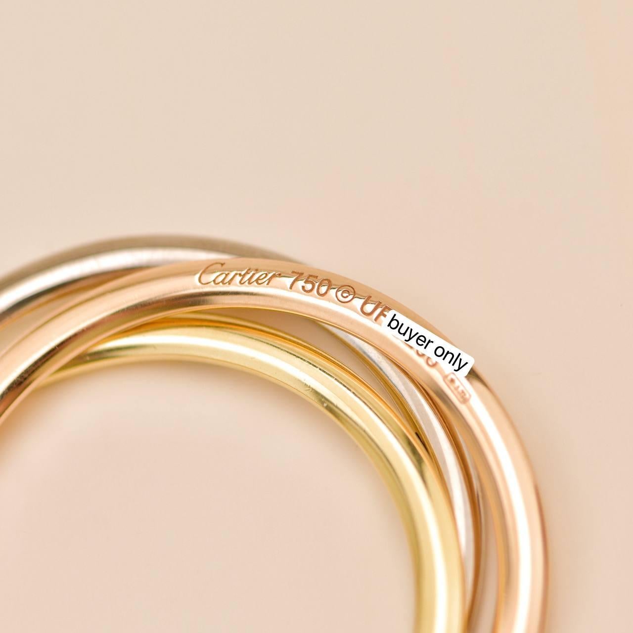 Cartier Trinity Panthère Diamant 18K Tri Colour Gold Anhänger Halskette im Angebot 6