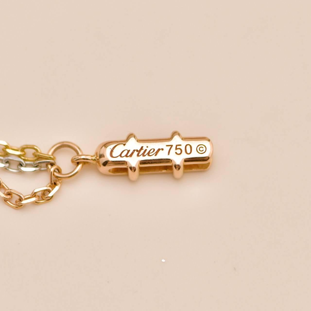 Cartier Trinity Panthère Diamant 18K Tri Colour Gold Anhänger Halskette im Angebot 7