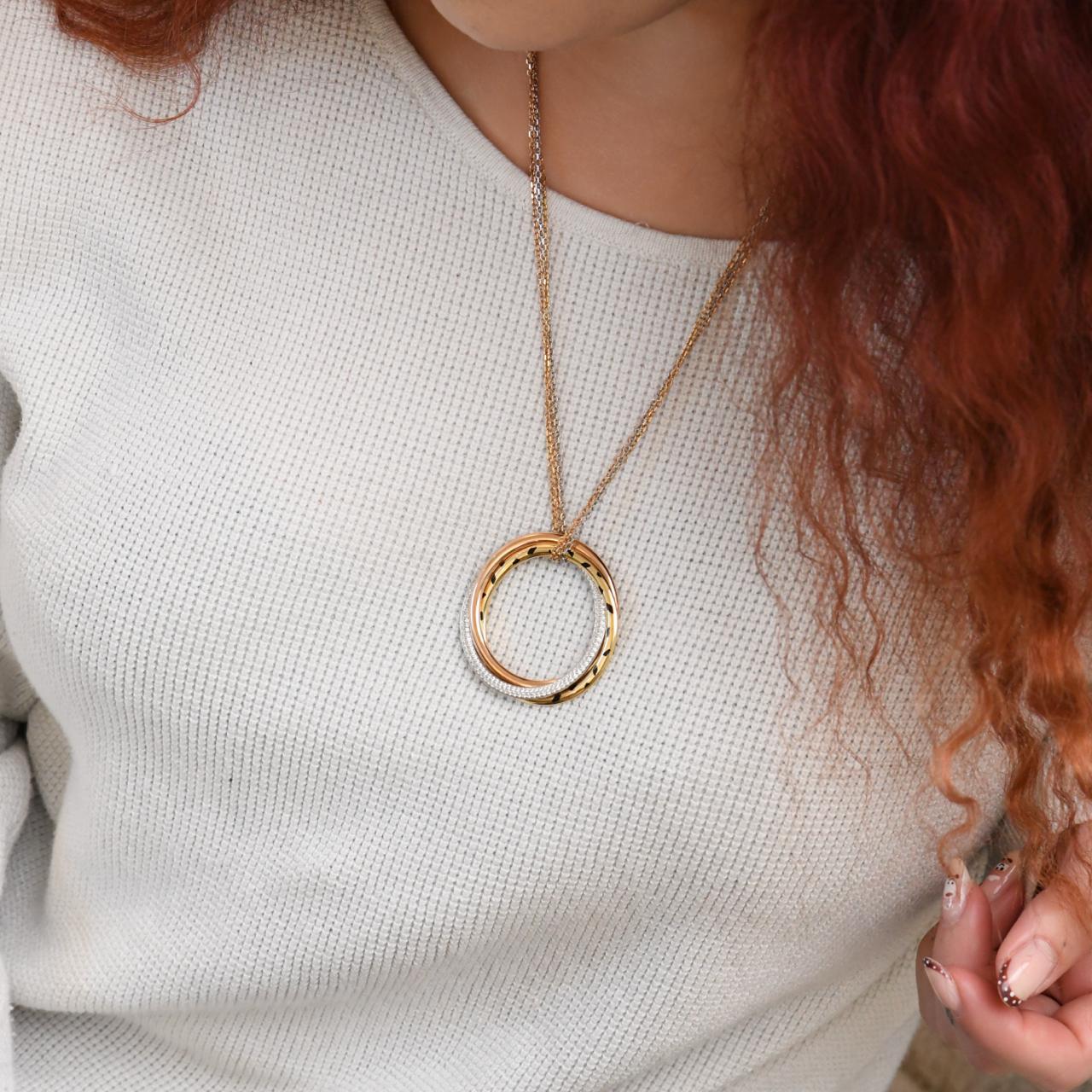 Cartier Trinity Panthère Diamant 18K Tri Colour Gold Anhänger Halskette (Brillantschliff) im Angebot