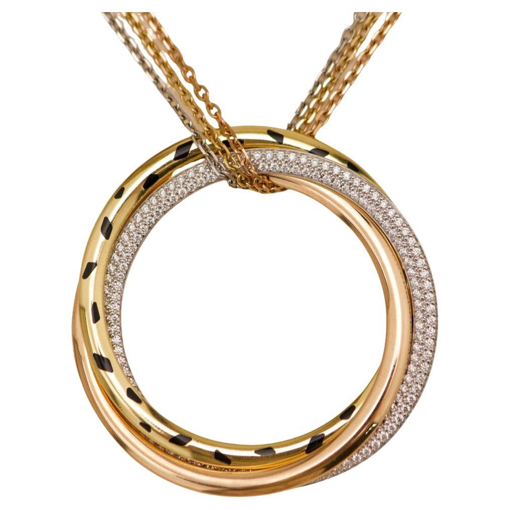 Cartier Trinity Panthère Diamond 18K Tri Colour Gold Pendant Necklace
