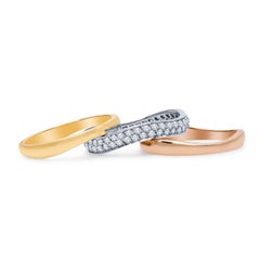 Cartier Trinity Pave Diamond Cartier Ring 18 Karat Tri-Color Gold