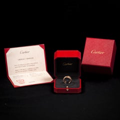 Cartier Trinity Pavé Diamond Ring 18K Tricolor Yellow Rose White Gold Box Papers