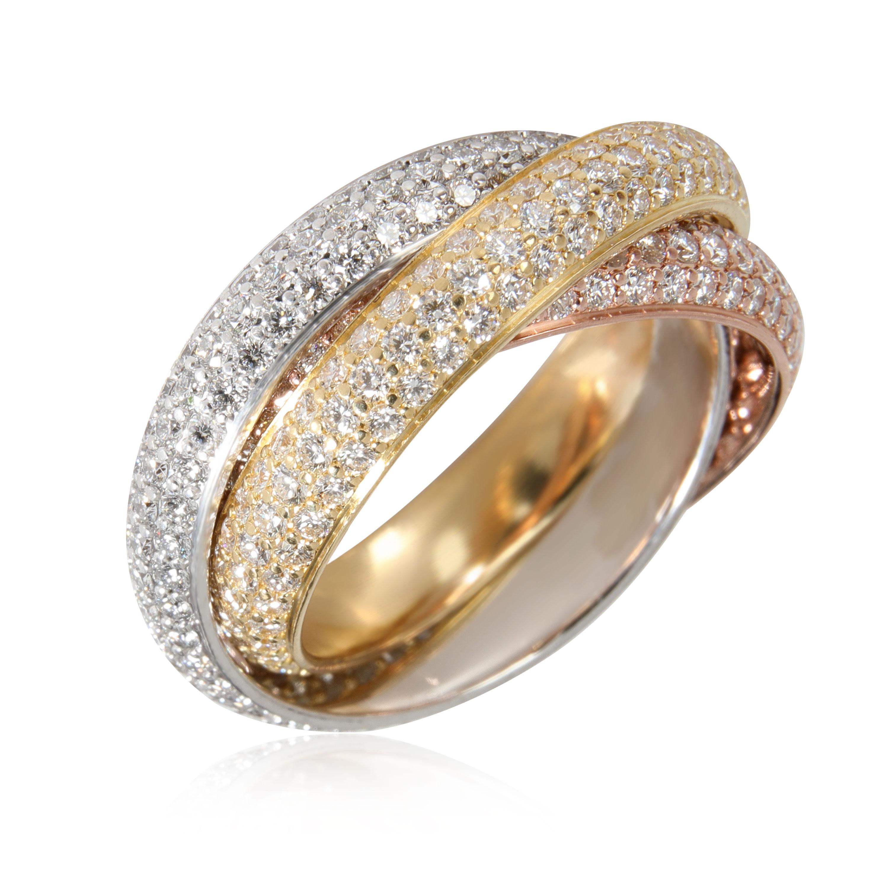 
Cartier Trinity Pave Diamond Ring in 18k 3 Tone Gold 2.98 CTW

PRIMARY DETAILS
SKU: 112630
Listing Title: Cartier Trinity Pave Diamond Ring in 18k 3 Tone Gold 2.98 CTW
Condition Description: Retails for 35,800 USD. In excellent condition and