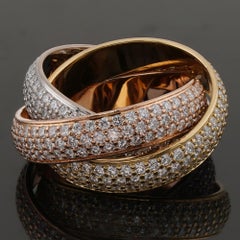 CARTIER Trinity Pave Diamond Tri-Gold Large Ring