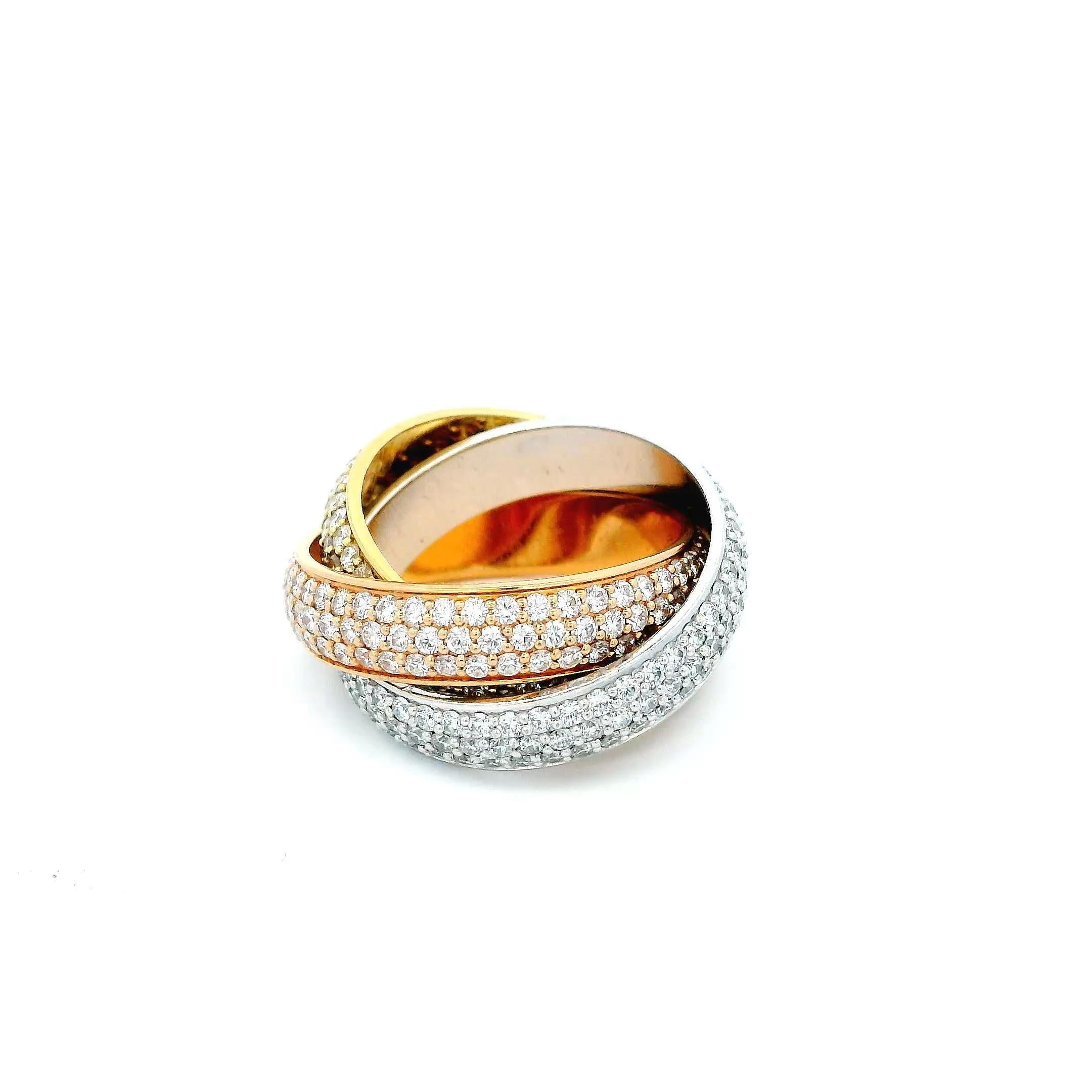 Round Cut Cartier Trinity Pave Ring