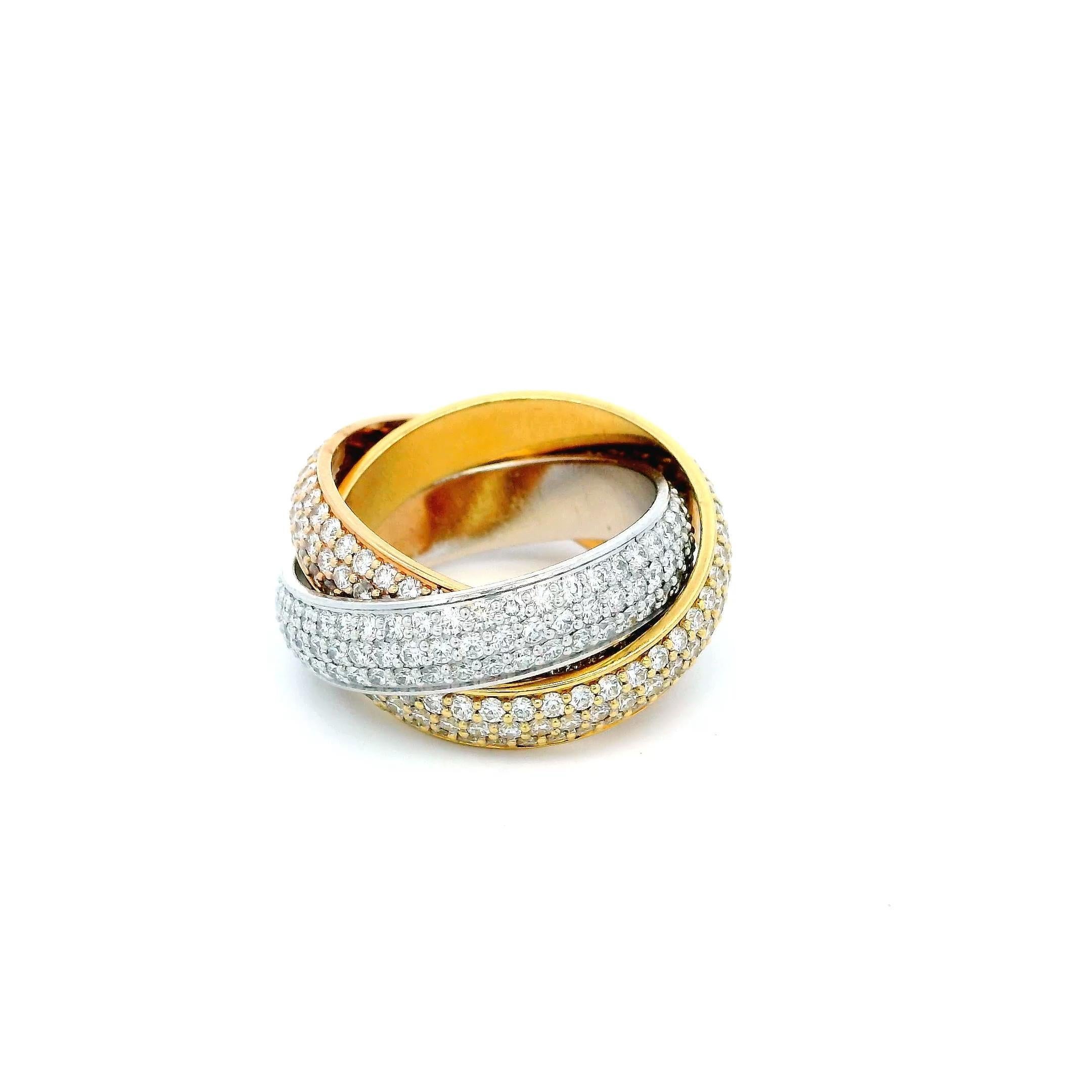 Cartier Trinity Pave Ring In Excellent Condition In Great Neck Plaza, NY