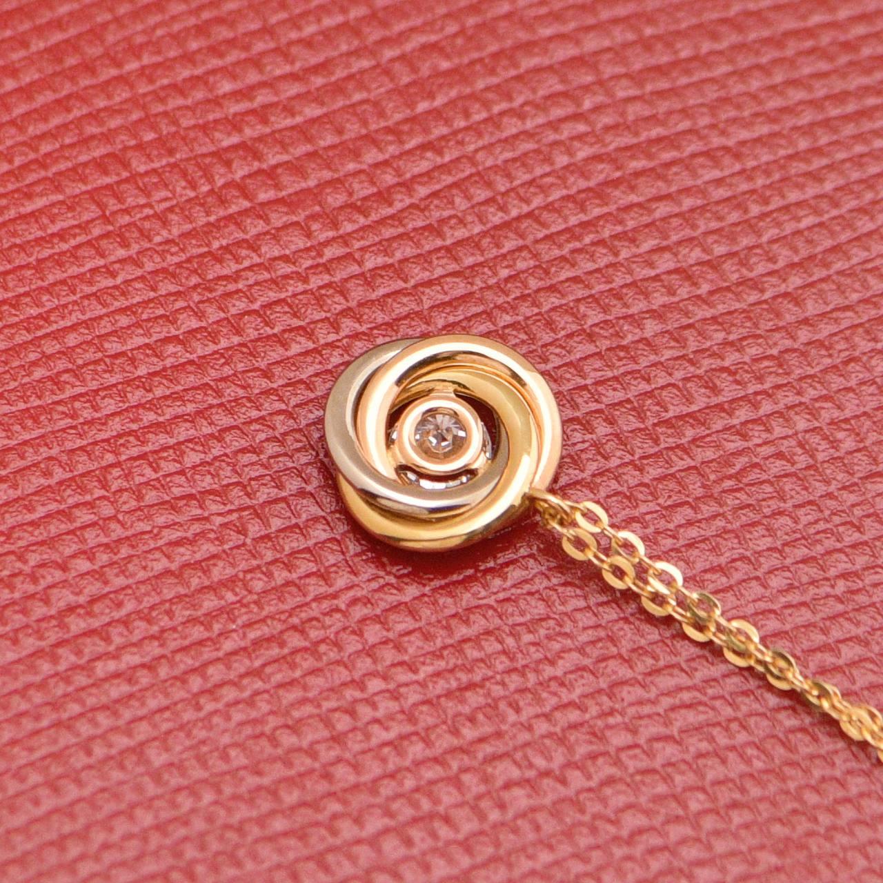 da uomo o donna Cartier Trinity Paved Diamond Collana in oro giallo rosa e bianco 18 carati in vendita