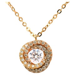 Cartier Trinity Paved Diamond 18K Rose Yellow and White Gold Pendant Necklace