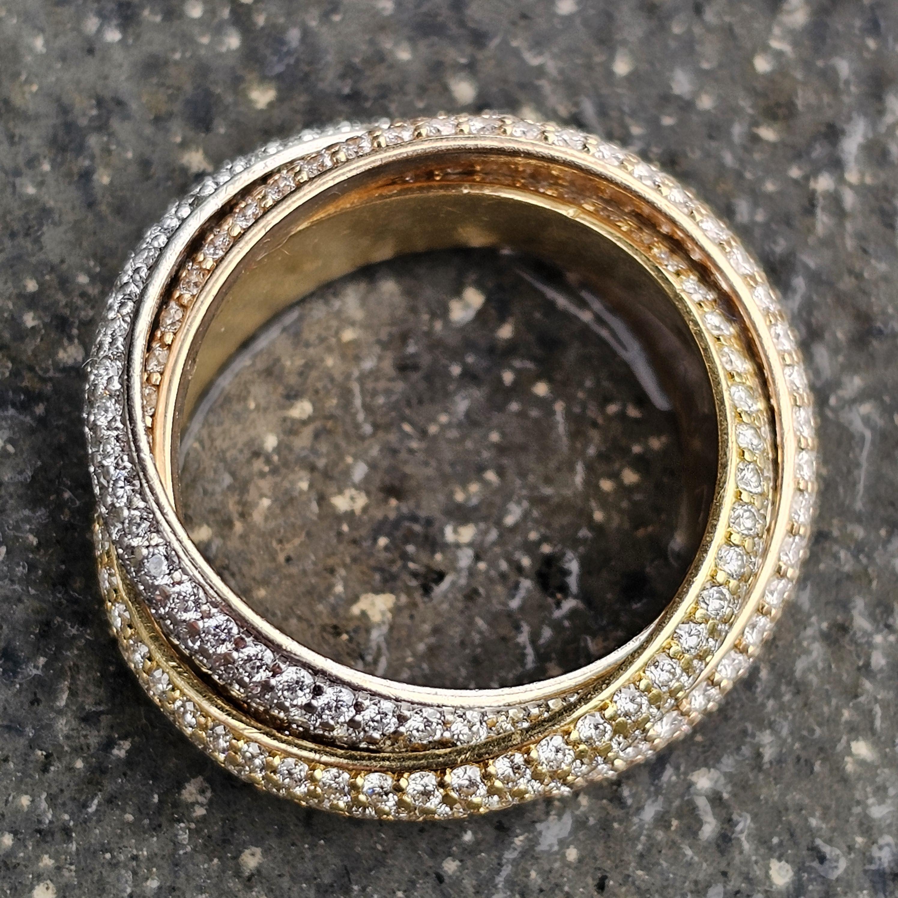 Cartier Trinity Paved Diamond Ring 1.93ct 18k Rose White Yellow Gold sz 52 US 6 Corte redondo en venta