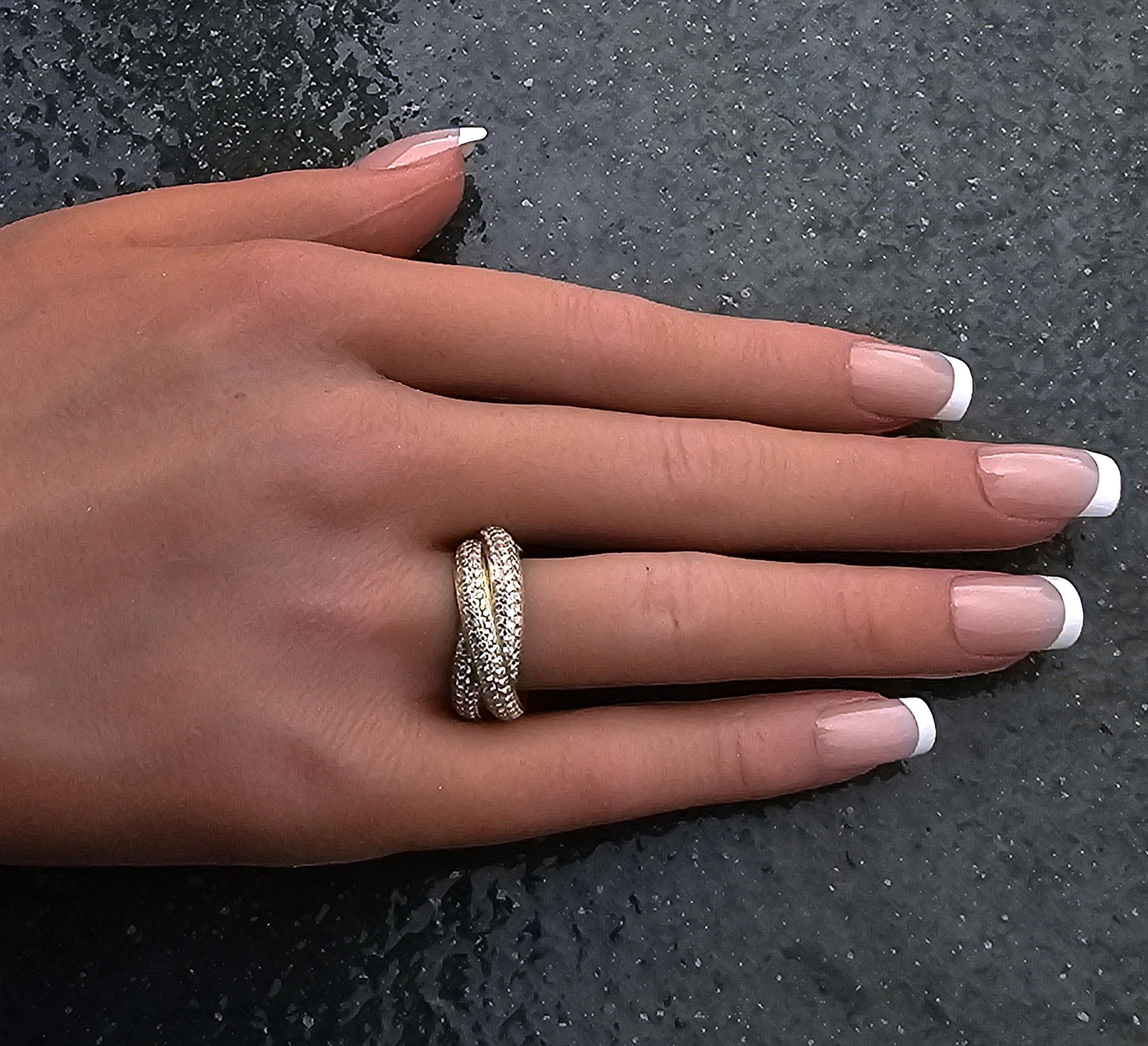 Cartier Trinity Paved Diamond Ring 1.93ct 18k Rose White Yellow Gold sz 52 US 6 en venta 4