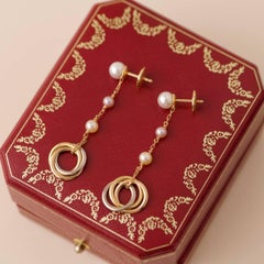 Pendientes Cartier Trinity Perla Gota Oro Rosa 18K