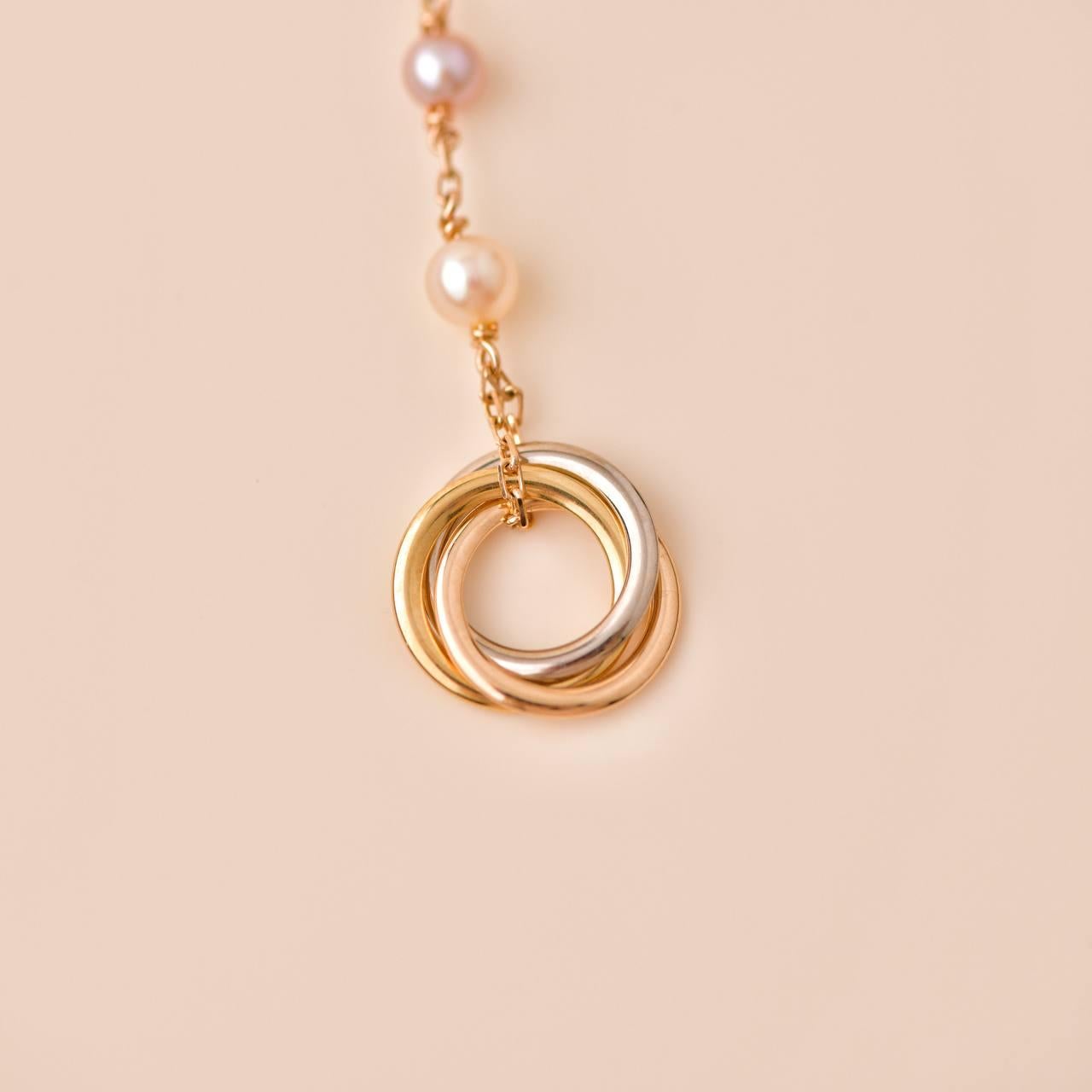 Cartier Trinity Pearl Drop 18K Rose Gold Earrings 1