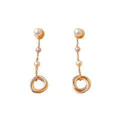 Cartier Trinity Pearl Drop 18K Rose Gold Earrings