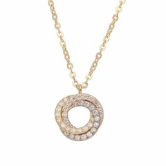 Cartier Trinity pendant Necklace 18K 750 Tri-Gold Diamonds 0.11ct B7224808